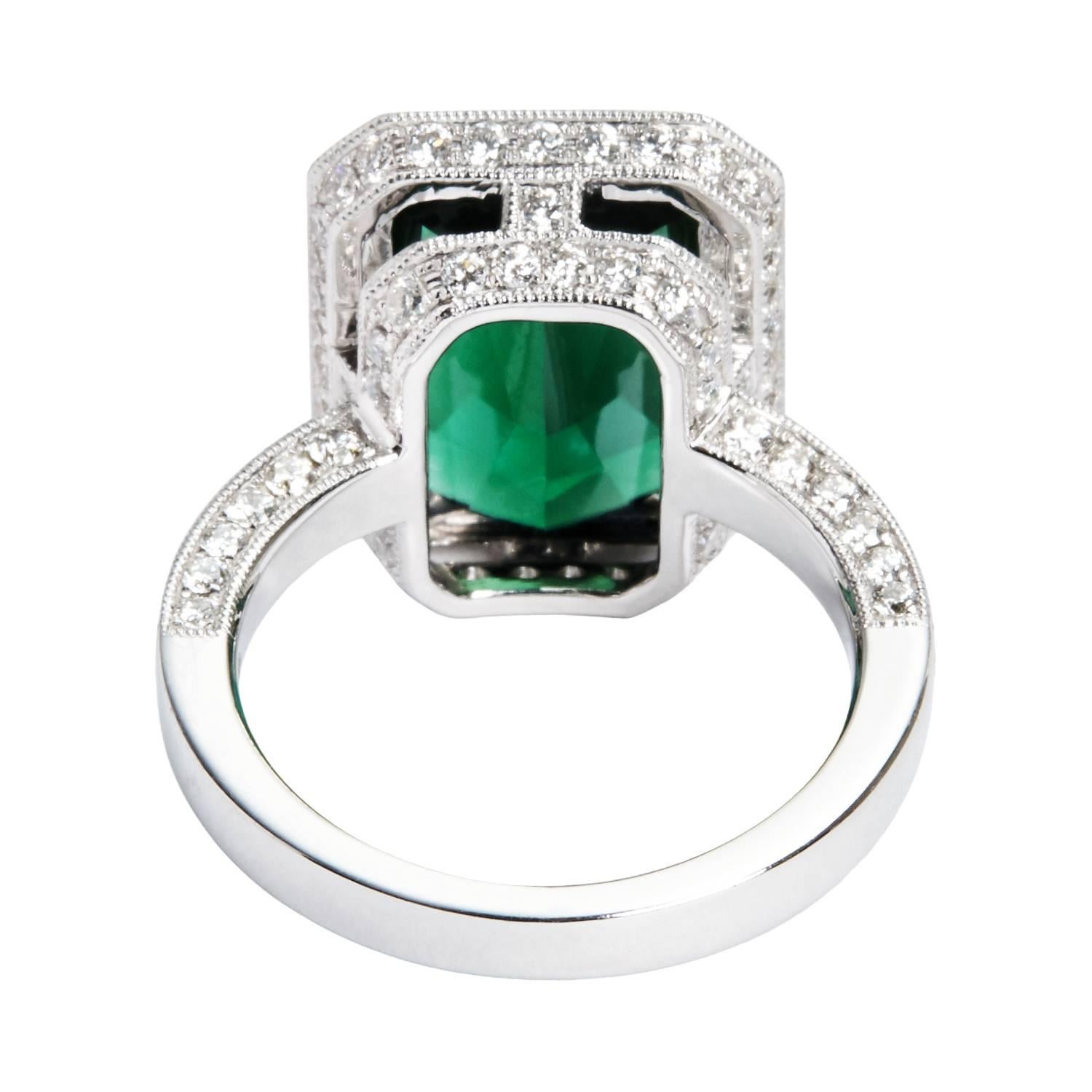 Women's Chrome Green Tourmaline Diamond Ring    For Sale