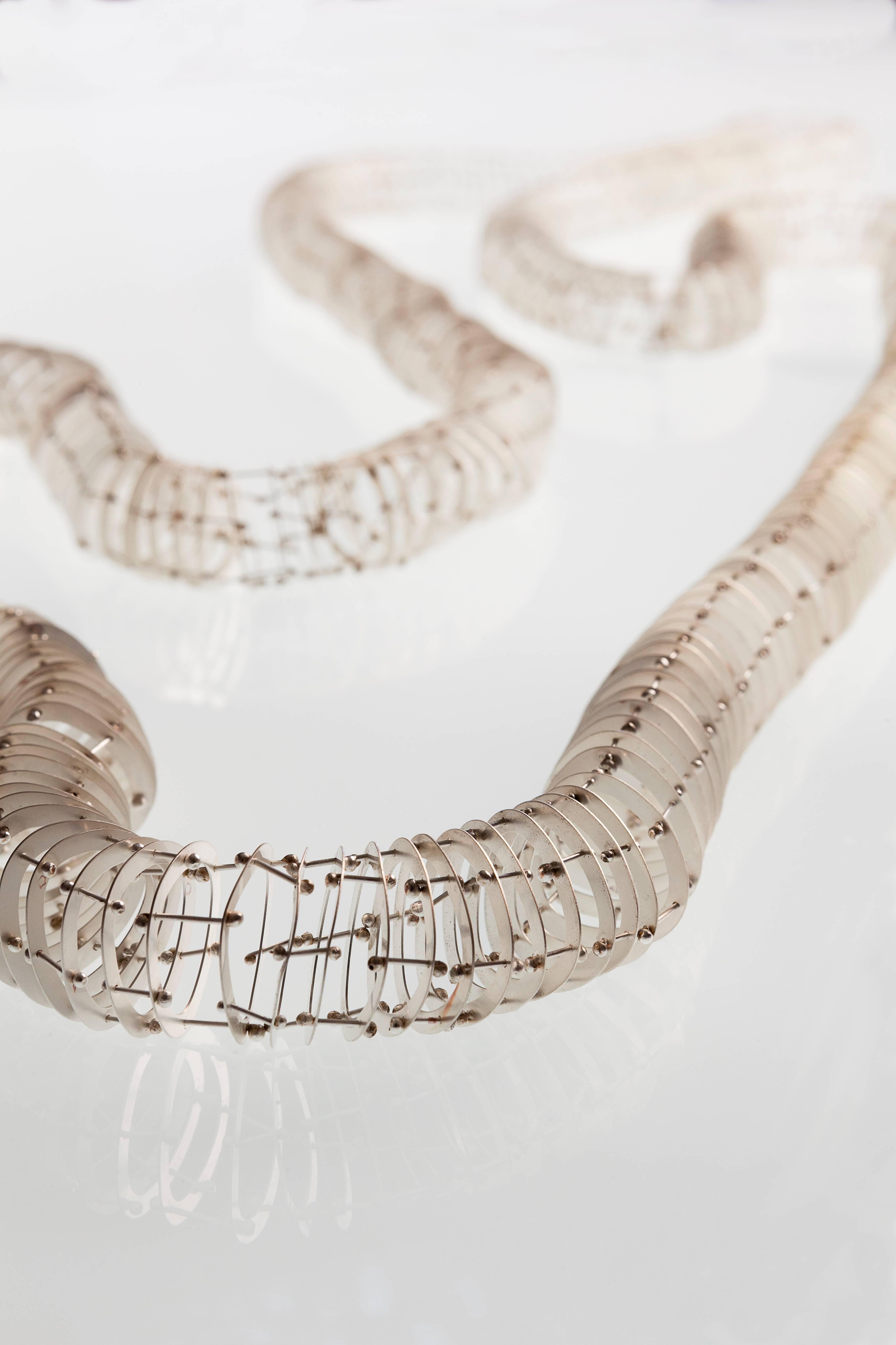 Alberto Zorzi Vibratilità Silver link Necklace In Excellent Condition For Sale In Milan, IT