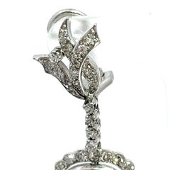 Vintage-Ohrhänger aus 10-karätigem Weißgold mit Ceylon-Saphir und Diamanten