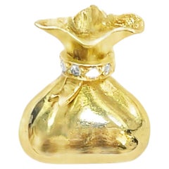 18K Yellow Gold Vintage Money Bag Charm