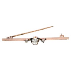14k Yellow Gold Diamond Vintage Brooch