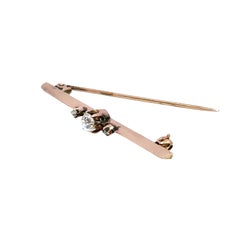 14k Yellow Gold Diamond Vintage Brooch