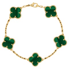 VCA 18k Yellow Gold Malachite Alhambra Bracelet