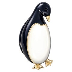 Vintage Tiffany & Co. Black and Mother-of-Pearl Penguin Brooch.