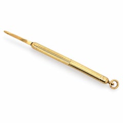 Ciondolo vintage Tiffany & Co. in oro giallo 14k con stuzzicadenti retrattile scanalato
