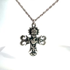 Retired James Avery Sterling Silver "La Primavera" Cross Necklace