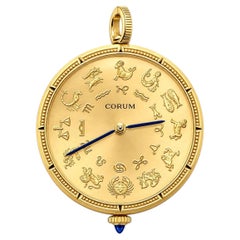 Vintage Corum 18K Yellow Gold Aries Zodiac Coin Pocket Watch Pendant