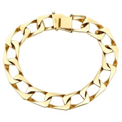 Heavy 14K Yellow Gold Chunky Curb Link Chain Bracelet