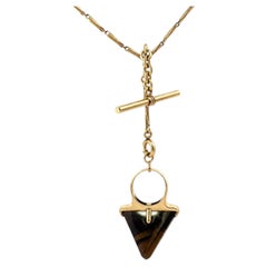 Vintage Quartz Convertible Pendant/Ring on T-Bar Chain Necklace