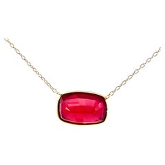 18K Yellow Gold Bezel Set Ruby Necklace