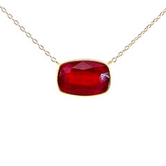 18K Yellow Gold Bezel Set Ruby Necklace