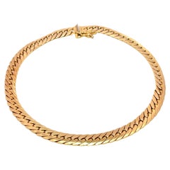 Bracciale vintage con catena a serpente in oro giallo 14K, XX secolo, 8 pollici