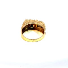 Vintage 14K Yellow Gold Oval Cat's Eye Chrysoberyl and Diamond Ring