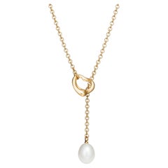 TIFFANY & CO Elsa Peretti 18k Yellow Gold Open Heart Lariat Necklace