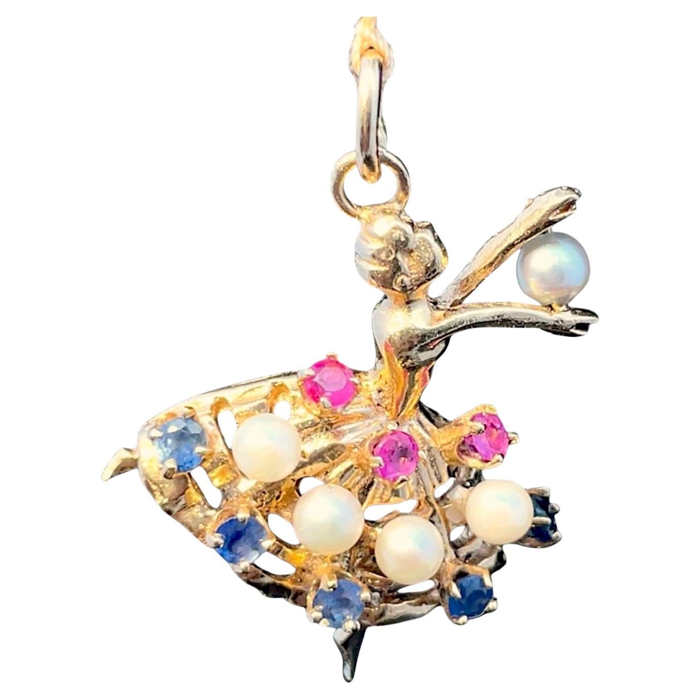 Multigemma in oro massiccio  Ciondolo Charm Ballerina