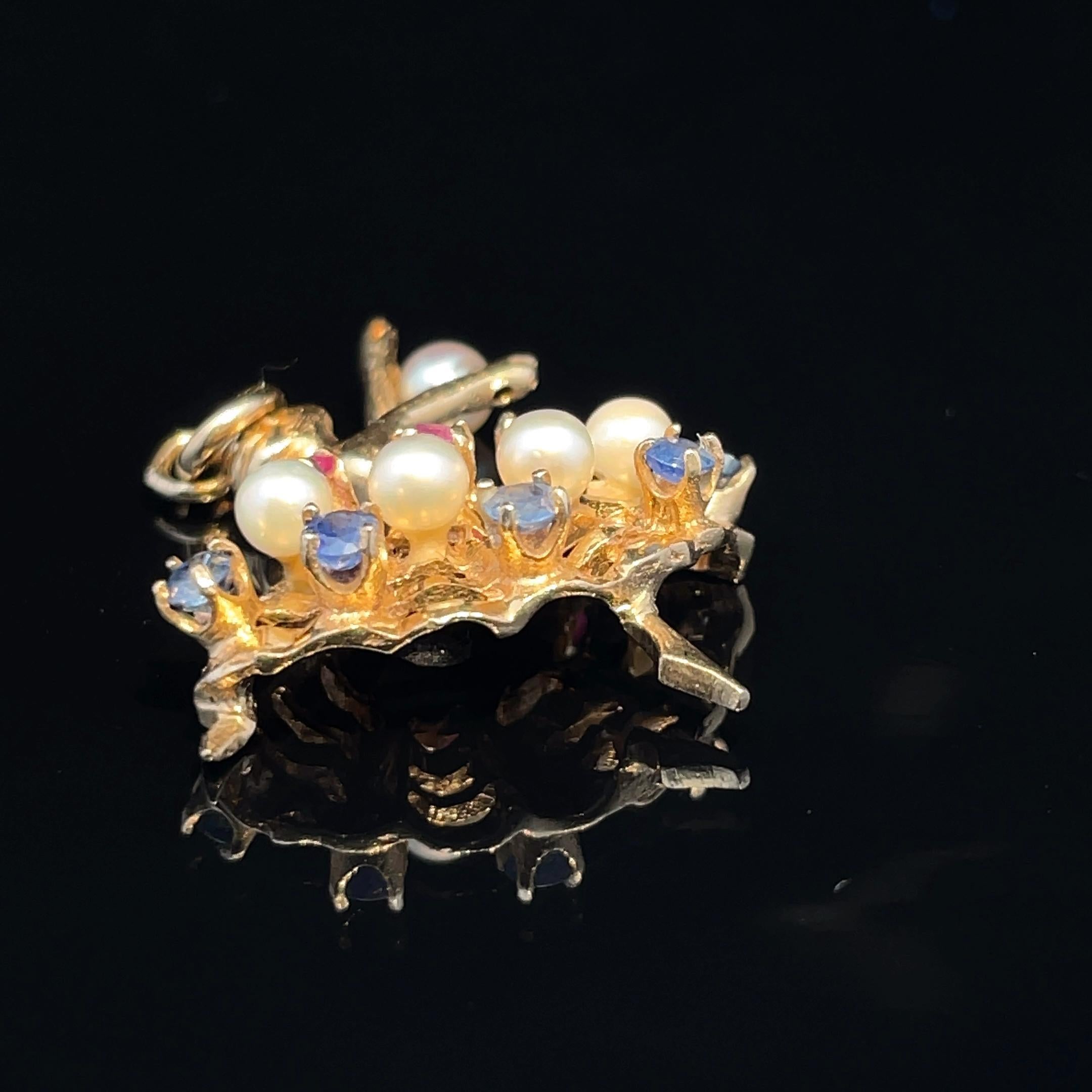 Multigemma in oro massiccio  Ciondolo Charm Ballerina in vendita 1