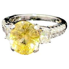 18k White Gold Yellow Sapphire and Diamond Ring