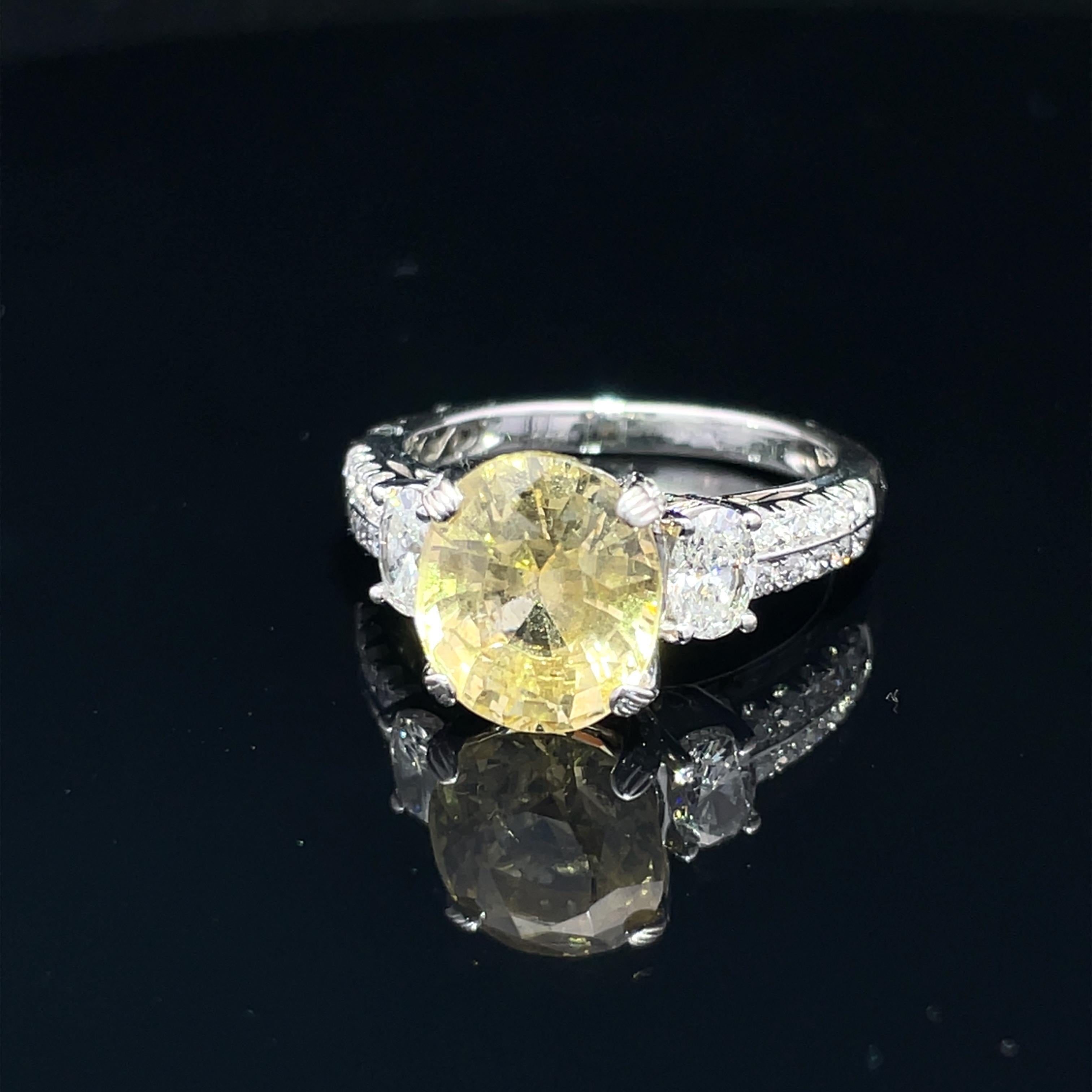 18k Weißgold Gelb Saphir und Diamant Ring (Moderne) im Angebot