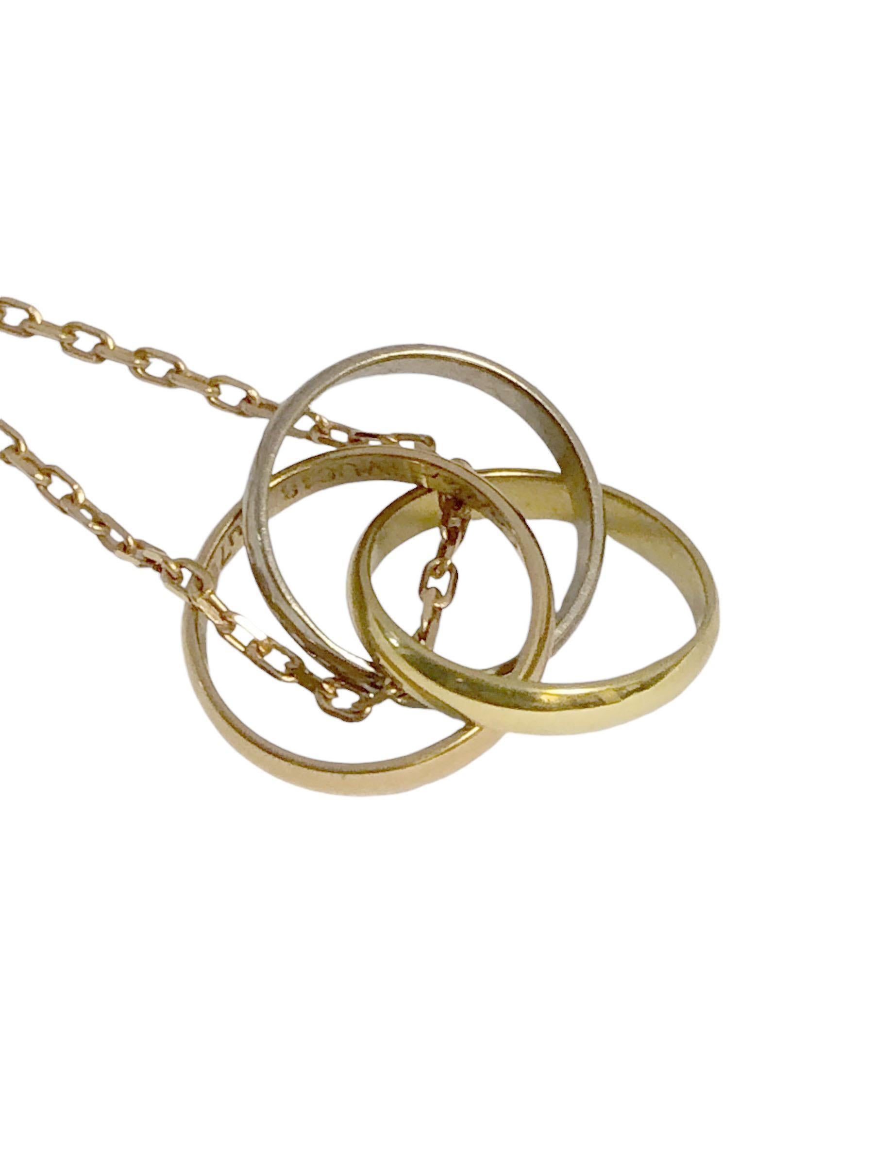 da uomo o donna Collana con ciondolo Trinity Ring multicolore in oro 18k di Cartier in vendita