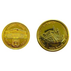 18k Yellow Gold  Jerusalem star and David's Tower Coins