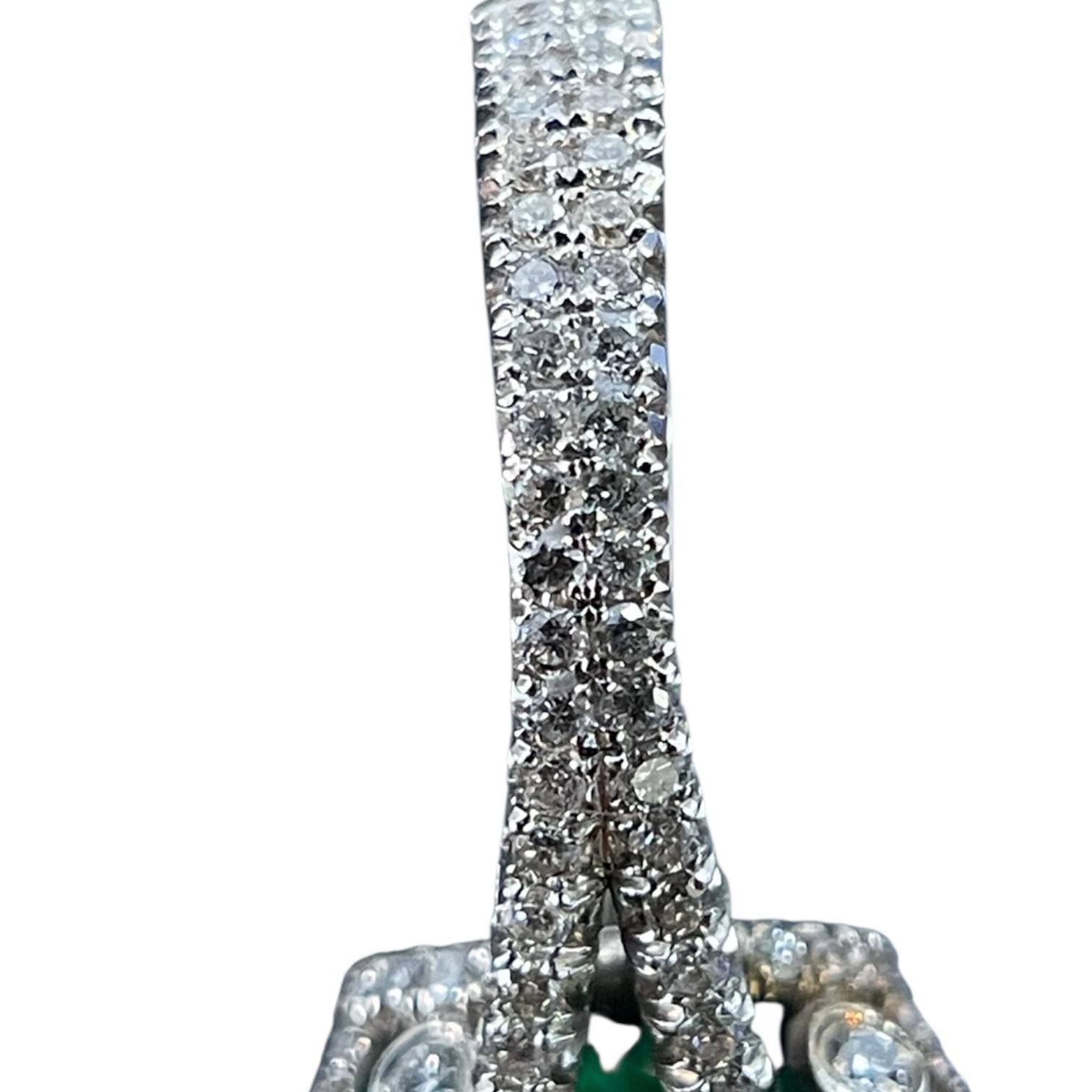 GIA-zertifizierter sambischer Birnensmaragd und natürlicher Diamant 14k Weißgoldring im Angebot 5