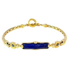 Konstantino Bracelet Toggle en or jaune 18k Lapis Lazuli & Saphir gravé