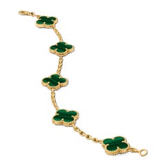 VCA 18k Yellow Gold Malachite Alhambra Bracelet