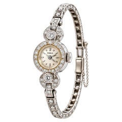 Antique Perraux 14K White Gold Diamond Ladies Cocktail Watch