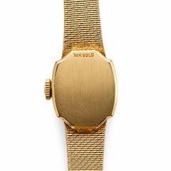 Classic Omega 14K Yellow Gold Diamond Halo Ladies Quartz Watch