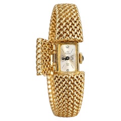 Vintage Solid 14K Yellow Gold Woven Wide Secret Watch Bracelet