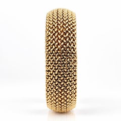 Vintage Solid 14K Yellow Gold Woven Wide Secret Watch Bracelet