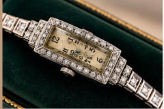 Art Deco 1920's 14K White Gold Diamond Watch