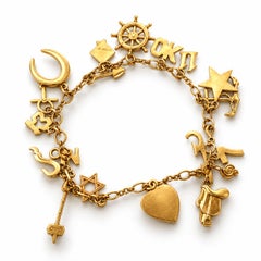 Vintage 10K Yellow Gold Loaded Multi-Charm Bracelet