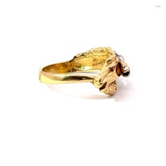 Estate 14K Two-Tone Gold Ruby & Diamond Double Horse Head Ring