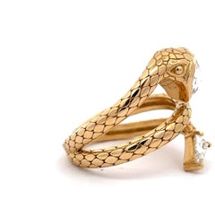 18K Yellow Gold GIA Certified 0.73ct I VVS2 Diamond Serpent Ring