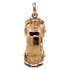 Vintage 14K Yellow Gold VW Beetle Car Charm Pendant