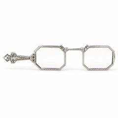 Antique Victorian 14K White Gold Folding Lorgnette Opera Glasses Pendant