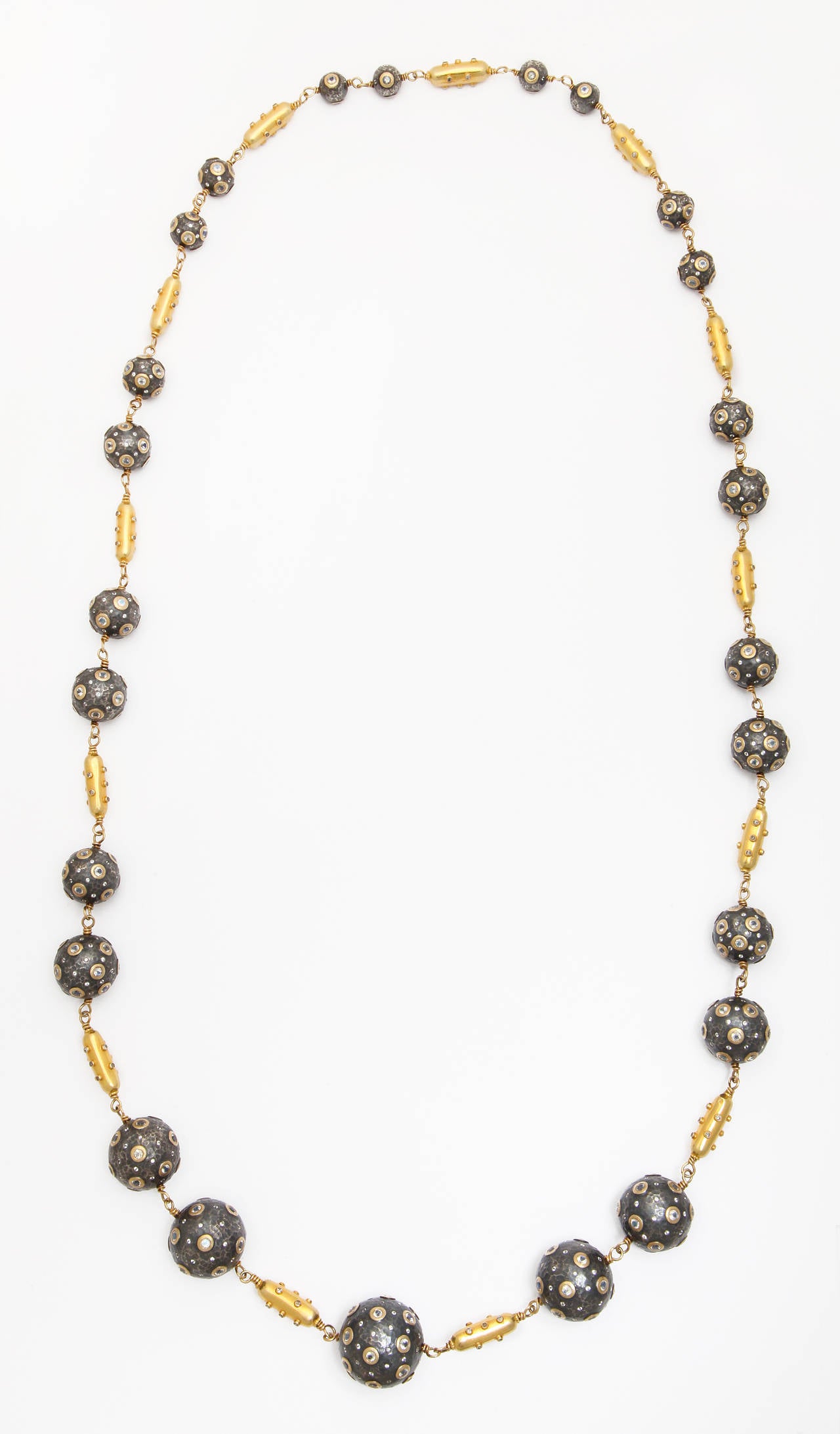 Contemporary Gold Rhodium Plated Silver Moonstone Diamond Sapphire Solar Necklace