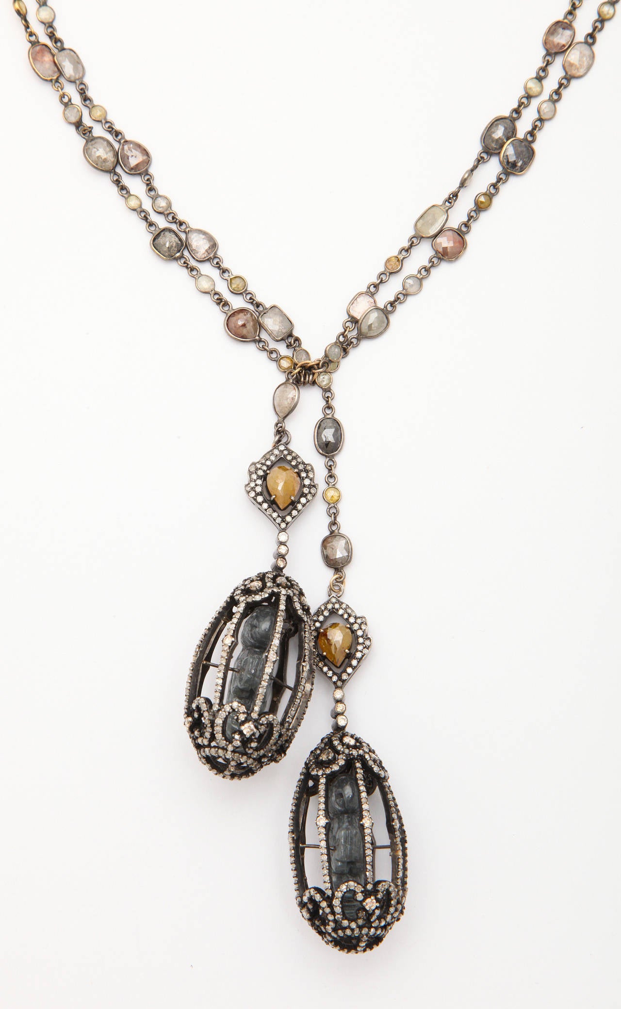 Contemporary Diamond Birdcage Necklace For Sale