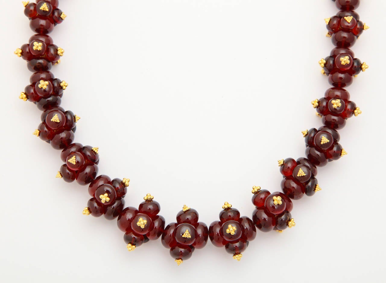 Contemporary Garnet Gold Garland Necklace