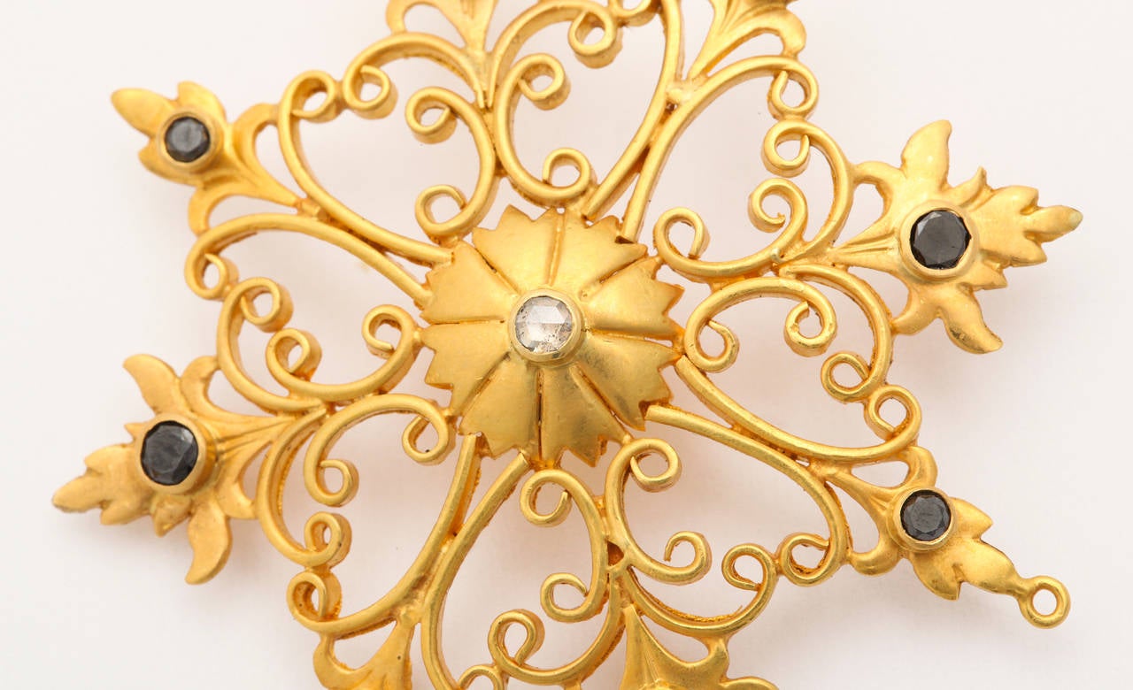 Contemporary Diamond Gold Snowflake Earrings