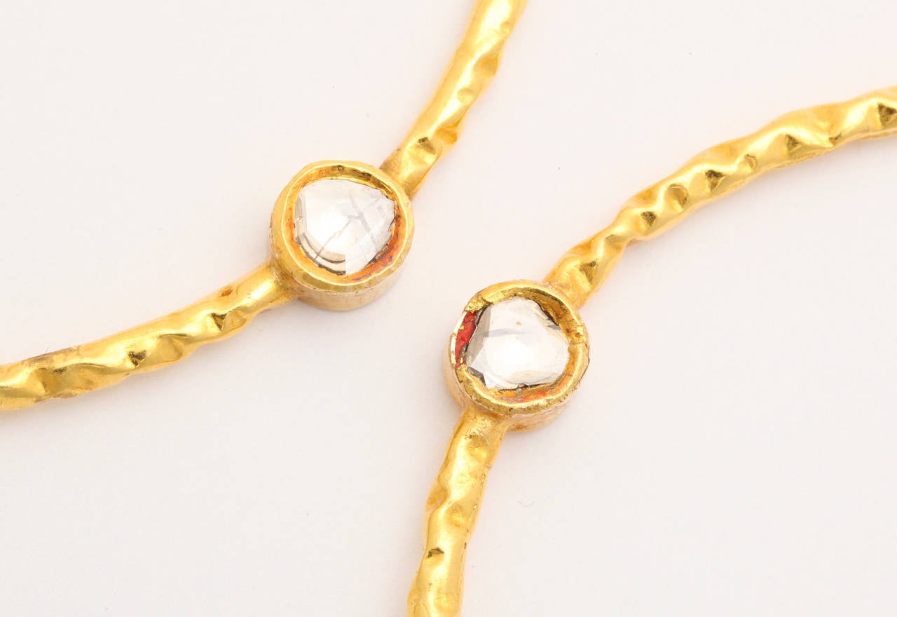 Contemporary Polki Diamond gold Hoop Earrings For Sale