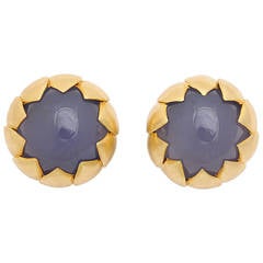 Chalcedony Gold Sunflower Earrings
