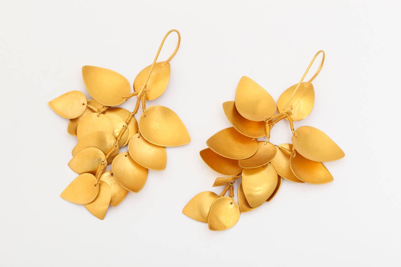 Contemporary Gold Leaf Chandelier Earrings