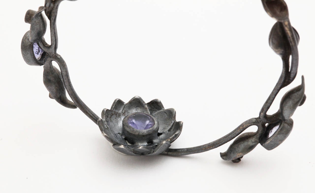 Women's Silver Lotus Flower Earrings For Sale