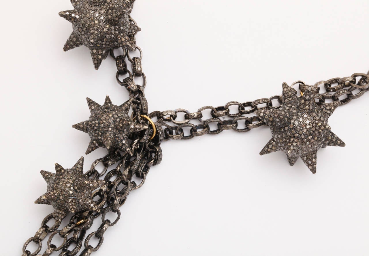 Contemporary Rebecca Koven Diamond Sterling Silver Super Star Necklace