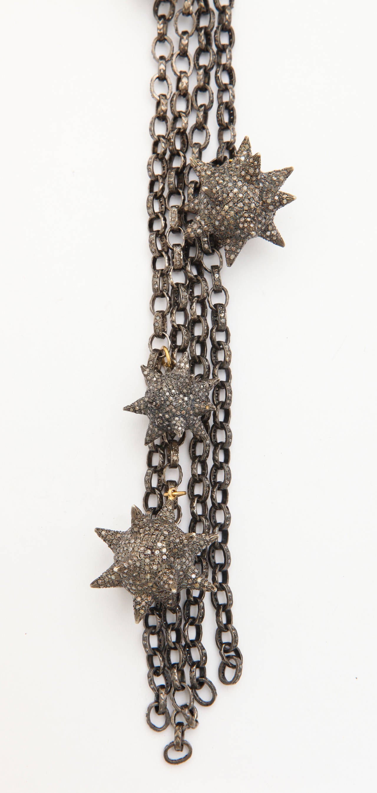 Rebecca Koven Diamond Sterling Silver Super Star Necklace In Excellent Condition In Fifth Avenue, NY