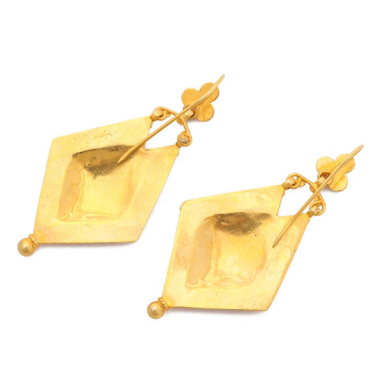 Women's  Ruby Gold Shield Earrings