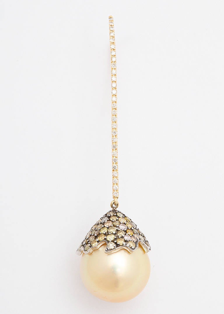 Contemporary Golden Pearl Starfish Lollipop Earrings
