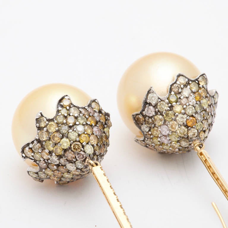 Golden Pearl Starfish Lollipop Earrings 2